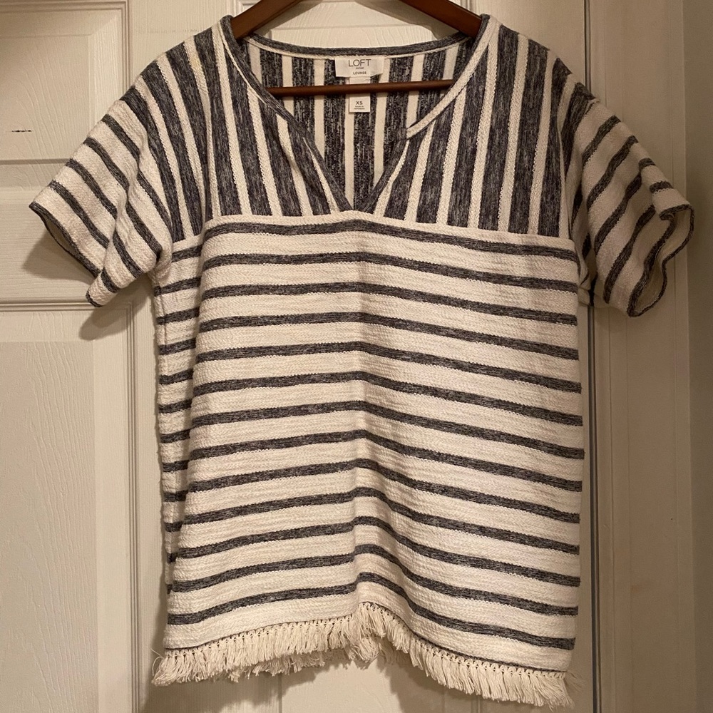 The loft Navy striped summer linen shirt